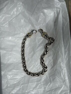 Authentic David Yurman 14 karat gold, Chain Wheat Bracelet with Gold Accents